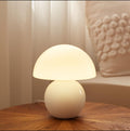 Cute Mini Mushroom Table Lamp, Dimmable, White Ceramic Base with Glass Shade, Unique Aesthetic Home Decor for Bedroom, Living Room, Great Gift for Girls