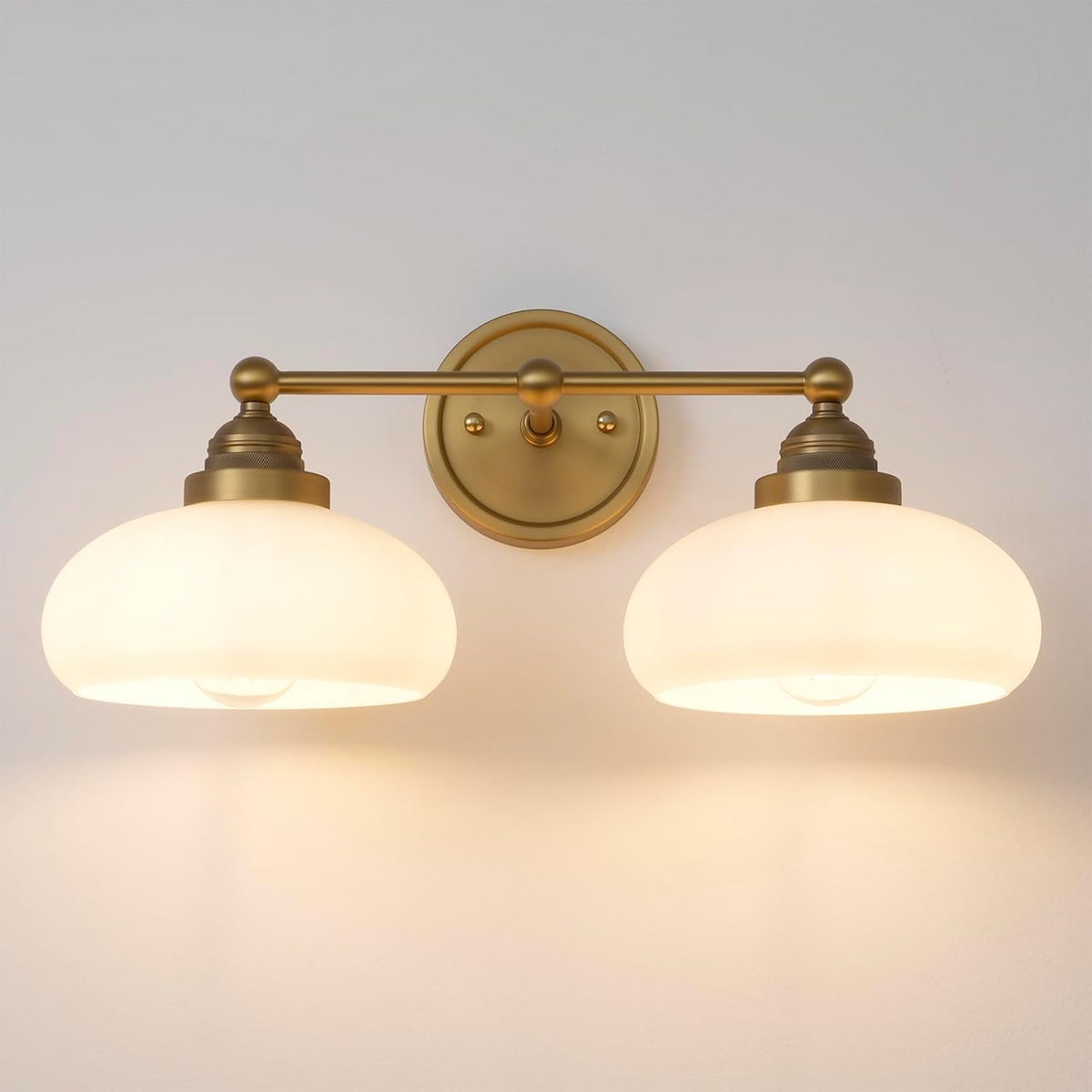 2-Light Vintage Wall Sconce, Milk White Glass Shades, Double Arm, for Living Room, Dining Room, Bedroom, Hallway