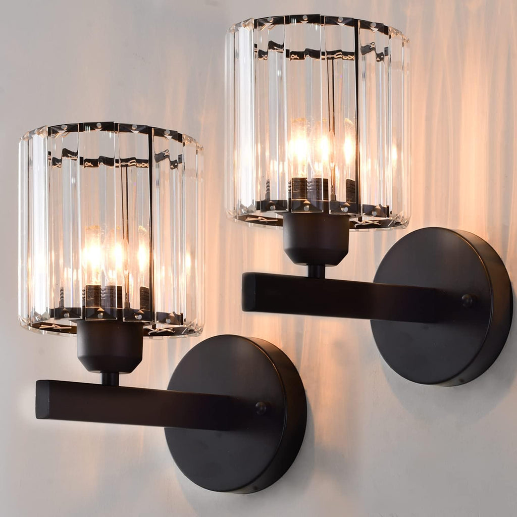 2-Pack Black Vanity Wall Sconces, Bathroom Light Fixtures, Over Mirror Lighting, for Bathroom