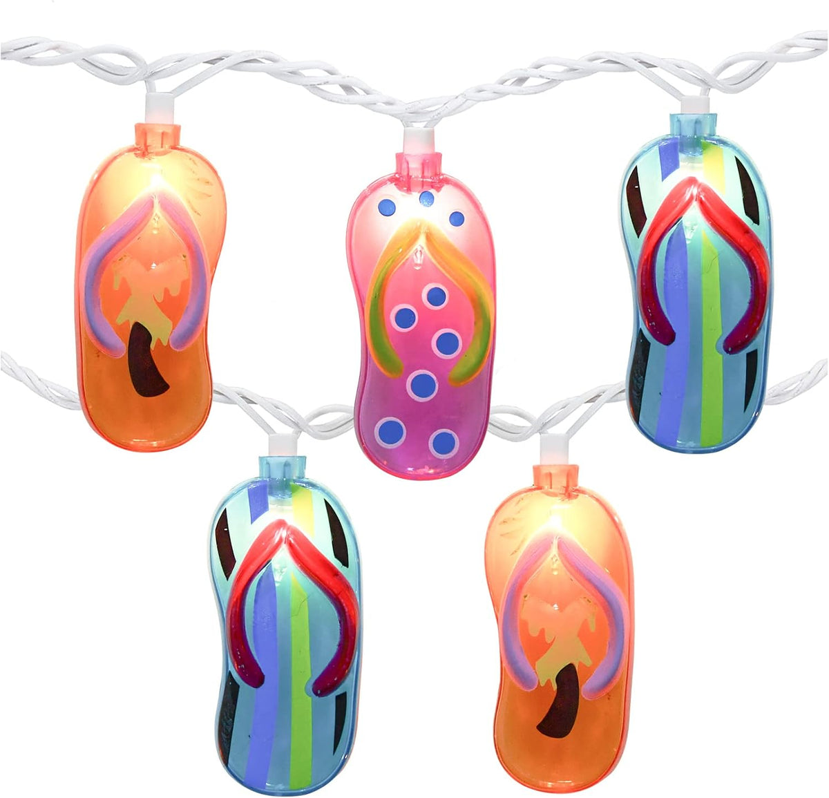 8.5Ft Tropical Beach Themed Decorations Slipper String Lights with 10 Colorful Flip Flop, Outdoor Beach Flip Flop String Lights for Summer Camp Tent Wedding Holiday Party Garden Bedroom Decor