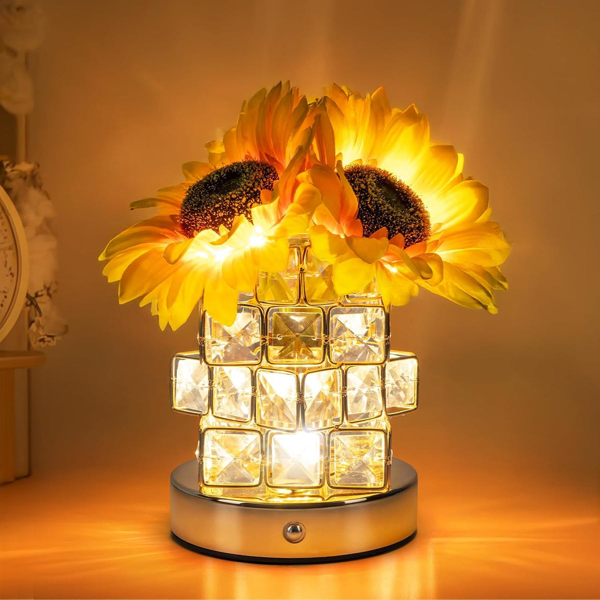 Rechargeable Touch Sunflower Table Lamp, 3-Color Dimming, Nightstand Decor, Birthday Gift for Women, Girlfriend