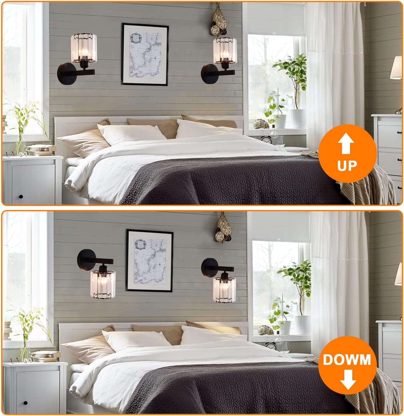 2-Pack Black Vanity Wall Sconces, Bathroom Light Fixtures, Over Mirror Lighting, for Bathroom