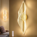 17.3" Modern Gold LED Wall Sconce, Remote Control Dimmable, Acrylic, for Living Room, Hallway, Bathroom, Bedroom, Stairs