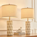 2-Pack 24" Modern Ceramic Table Lamps, 3-Color Dimmable, Cream White, for Bedroom, Living Room, Farmhouse Nightstand