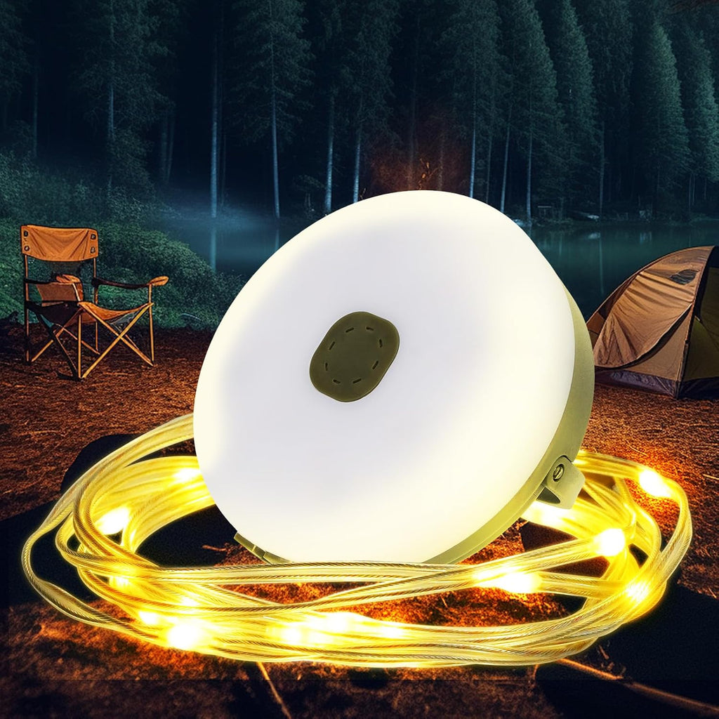 Camping String Light,32.8FT Rechargeable LED Lights with 8 Modes, Waterproof Portable Outdoor Tent Lights for Patio Garden Party Decor, Hanging Lanterns for Canopy Backyard Campground