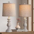 2-Pack 22" Traditional Rustic Farmhouse Table Lamps, Linen Shades, Antique Grey, for Living Room, Bedroom, Nightstand, Desk