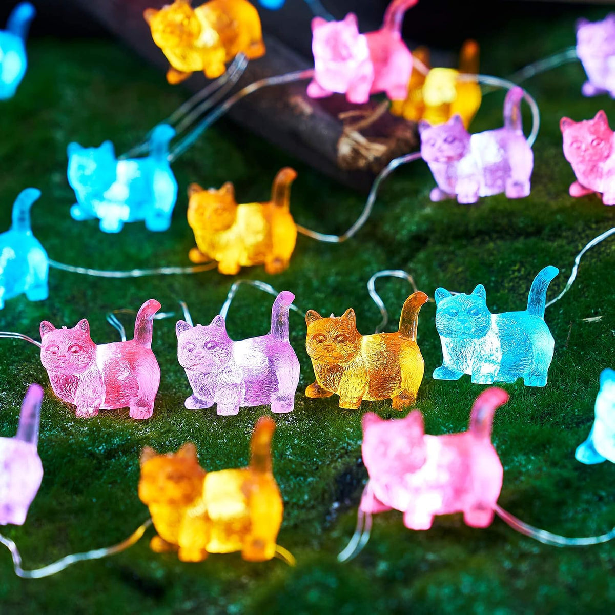 Cat String Lights Kawaii Deco Kitty Fairy Decorative Lights 10ft 30LED Battery Operated Novelty Lighting for Outdoor Wedding Camping Tent Baby Shower Bedroom Birthday Party