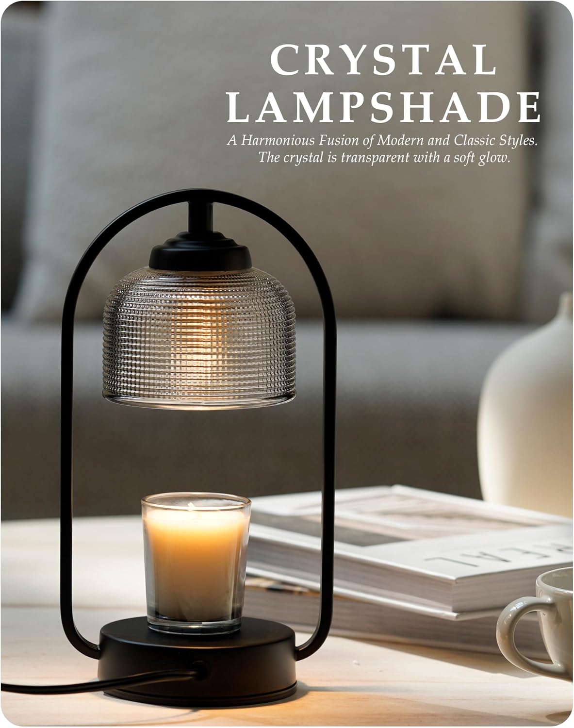 Electric Candle Warmer Lamp, Timer and Dimmer, Flameless Wax Melter for Jar Candles, Modern Aromatherapy Decor, Gift for Women, for Bedroom, Office, Birthday